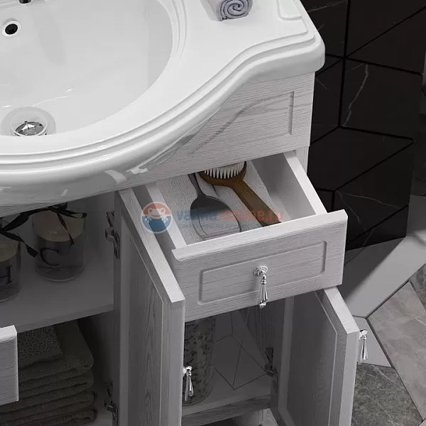 Тумба с объемной филенкой под раковину OPADIRIS Тибет 85 00-00003121, ясень / белое серебро Тумба с объемной филенкой под раковину OPADIRIS Тибет 85 00-00003121, ясень / белое серебро