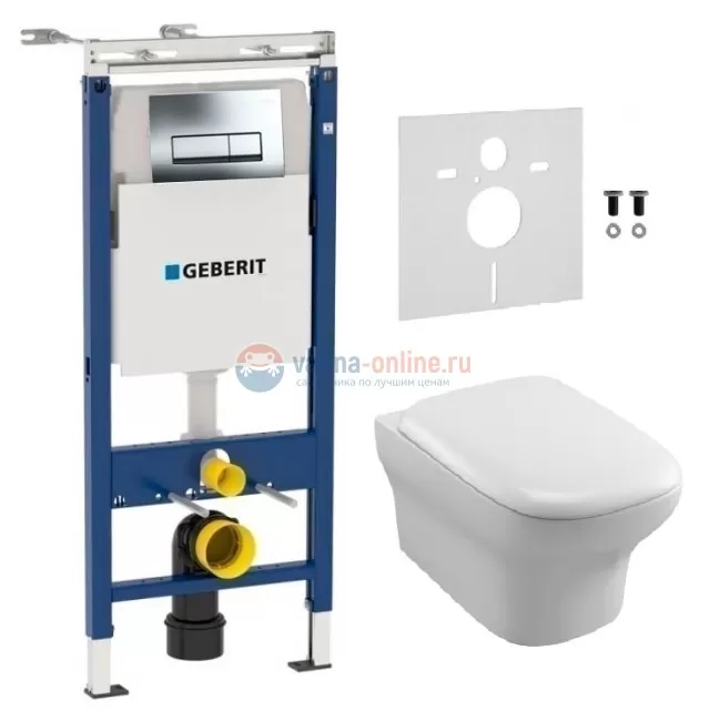 Инсталляция Geberit с унитазом Jacob Delafon Vox EDM102, сиденье микролифт, комплект 