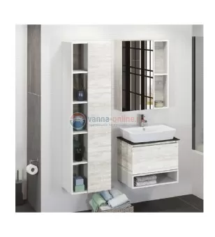Тумба Comfortу Прага-60 дуб белый с серой столешницей, с раковиной PZ-6068