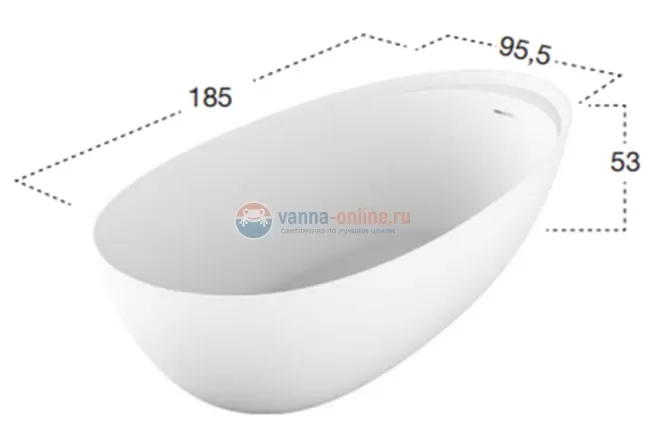 Ванна Antonio Lupi Eclipse 185 х 95,5 х 53 см отдельностоящая, овальная Ванна Antonio Lupi Eclipse 185 х 95,5 х 53 см отдельностоящая, овальная
