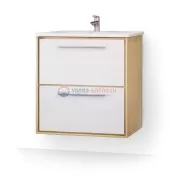 Тумба под раковину Raval Frame 60 Fra.01.60/P/W-DS, подвесная, фасад - белый, корпус - дуб сонома