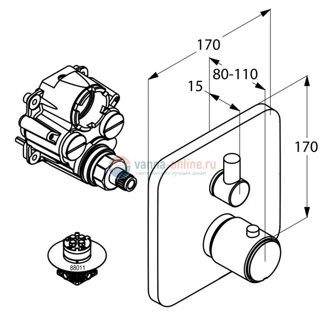 Смеситель Kludi E2 498300575 для ванны и душа с термостатом Смеситель Kludi E2 498300575 для ванны и душа с термостатом