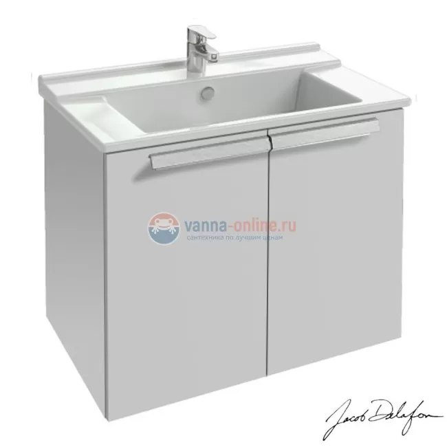Тумба под раковину Jacob Delafon Struktura 80 EB1281-N18, белый блестящий, 2 двери, 77x47x56 см