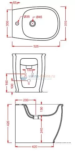 Биде Artceram Azuley AZB002 01; 00, напольное Биде Artceram Azuley AZB002 01; 00, напольное