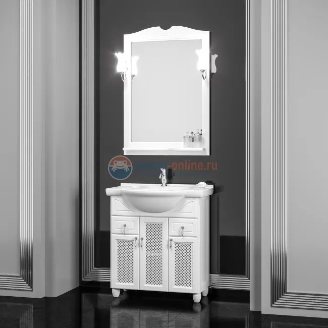 Тумба с решёткой под раковину Opadiris ТИБЕТ 85, белый матовый