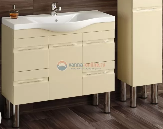 Тумба с раковиной Sanvit Прима kprim090, 90 см напольная, каштан светлый