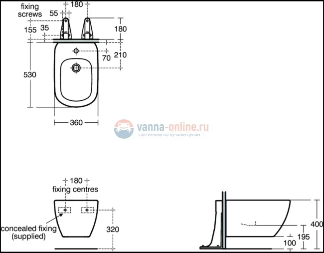 Подвесное биде Ideal Standard Tesi T355201 Подвесное биде Ideal Standard Tesi T355201
