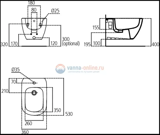 Подвесное биде Ideal Standard Tesi T355201 Подвесное биде Ideal Standard Tesi T355201