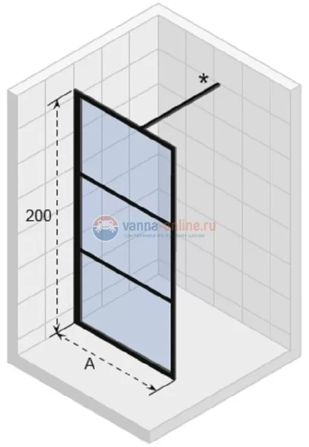 Неподвижная стенка Riho Grid GB400, GB4100000, 100 х 200 см Неподвижная стенка Riho Grid GB400, GB4100000, 100 х 200 см