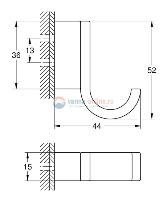 Крючок одинарный Grohe Selection 41039000, хром Крючок одинарный Grohe Selection 41039000, хром