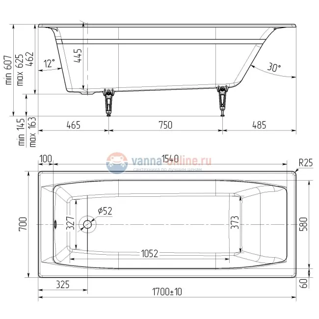 Чугунная ванна Универсал Эталон 150x70 Чугунная ванна Универсал Эталон 150x70