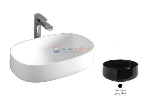 Раковина ArtCeram Cognac Countertop COL003 03; 00, накладная, цвет - черный глянцевый, 55 х 35 х 14,5 см