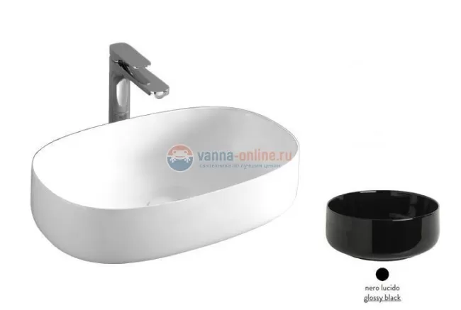 Раковина ArtCeram Cognac Countertop COL003 03; 00, накладная, цвет - черный глянцевый, 55 х 35 х 14,5 см