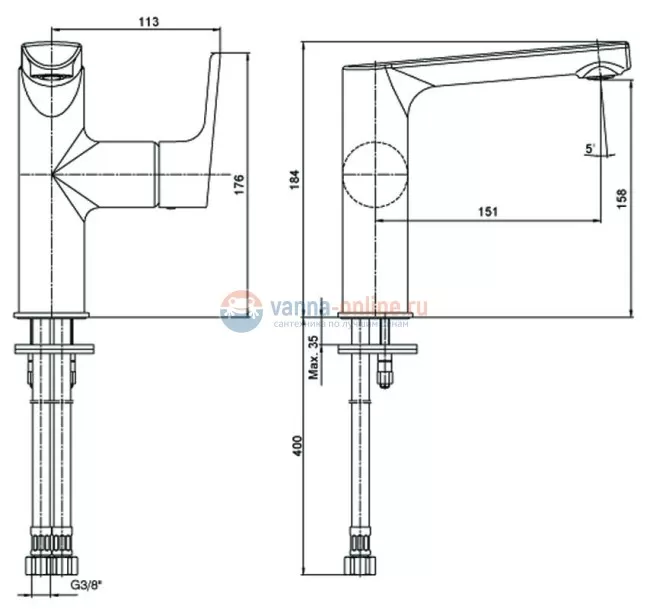 Смеситель E.C.A Luna 102108955EX для раковины Смеситель E.C.A Luna 102108955EX для раковины