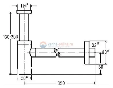 Бутылочный сифон Viega Eleganta 1 440190 для раковины