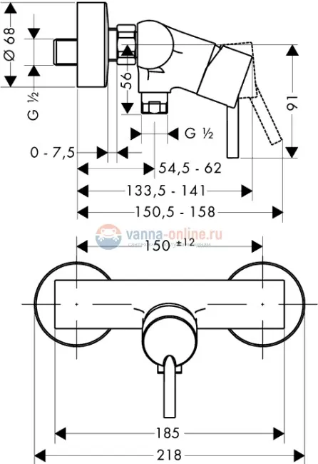 Смеситель Hansgrohe Talis S2 32640 для душа Смеситель Hansgrohe Talis S2 32640 для душа