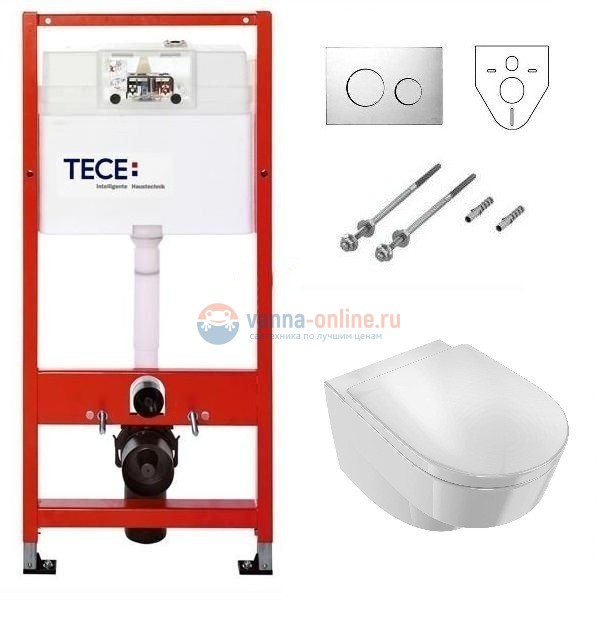Инсталляция Tece с безободковым унитазом Jacob Delafon Odeon Rive Gauche EDR102-00, сиденье микролифт, комплект Инсталляция Tece с безободковым унитазом Jacob Delafon Odeon Rive Gauche EDR102-00, сиденье микролифт, комплект