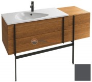 Тумба под раковину Jacob Delafon Nouvelle Vague 145 EB3037RU-442, 3 ящика, с выступом, цвет - серый антрацит глянцевый