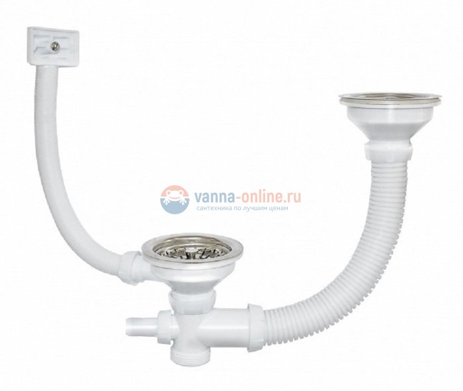 Выпуск Iddis 021ups0i84 для кухонной мойки 2-х чашевой, хром