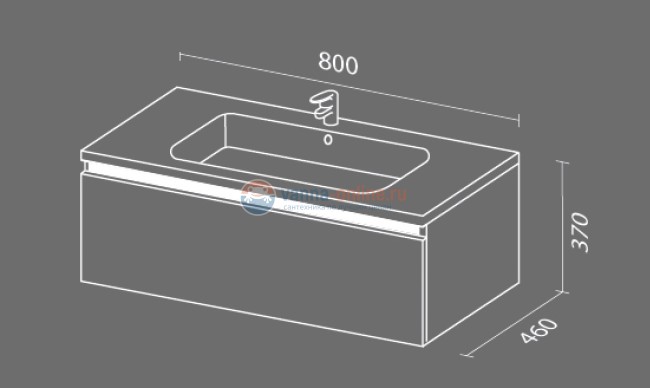 Тумба с раковиной Sanvit Кубэ-1 kkube1080, 80 см подвесная, белый глянцевый