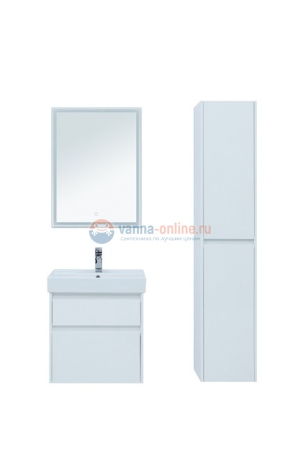 Тумба с раковиной Aquanet Nova Lite 60, 2 ящика, белый глянец