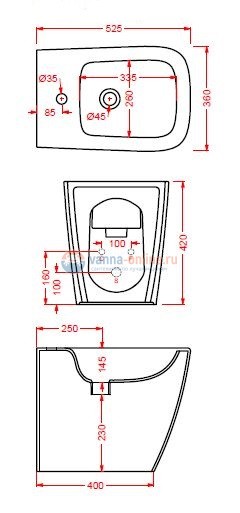 Биде ArtCeram A16 ASB002 01; 00, напольное