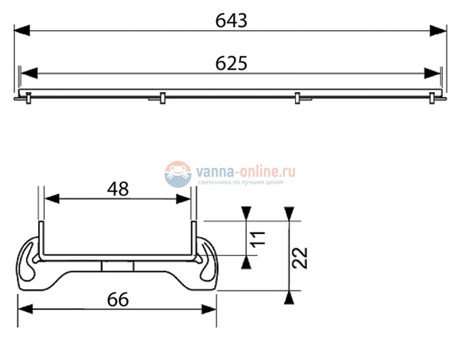 Дизайн-решетка TECE Plate 600770 Drainline 70 см основа для плитки