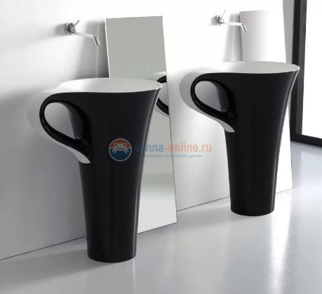 Раковина ArtCeram Cup OSL004 01, 50, напольная отдельностоящая, цвет - черно-белый, 69 х 50 х 85 см