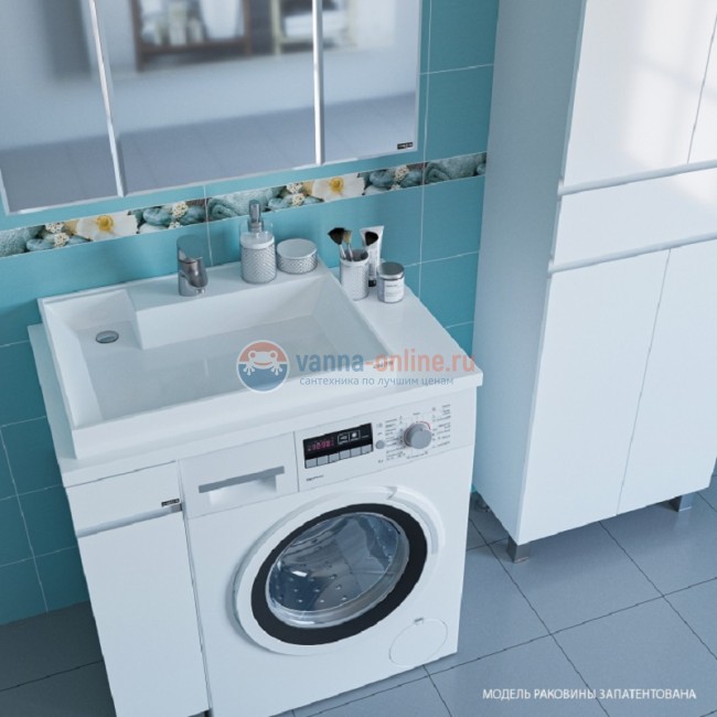 Раковина СанТа Юпитер, 80x50 см, над стиральной машиной, крыло слева/справа