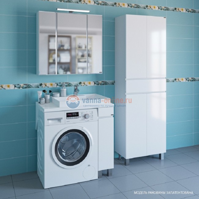 Раковина СанТа Юпитер, 80x50 см, над стиральной машиной, крыло слева/справа