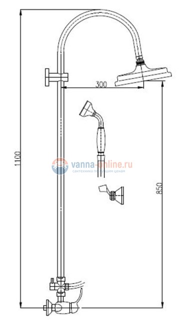 Душевая система Rav-Slezak L581.5/3SM, бронза/белый