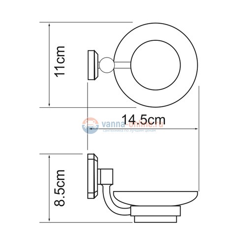 Мыльница стеклянная с держателем WasserKRAFT Oder 3029