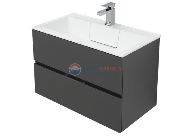 Тумба с раковиной Aquanet Алвита 80 215120, цвет серый антрацит