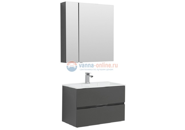 Тумба с раковиной Aquanet Алвита 80 215120, цвет серый антрацит