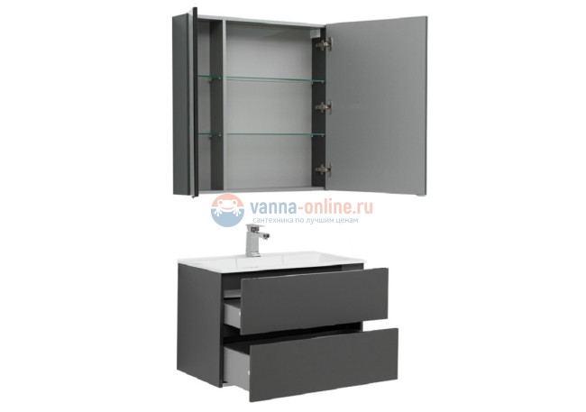 Тумба с раковиной Aquanet Алвита 80 215120, цвет серый антрацит