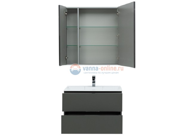 Тумба с раковиной Aquanet Алвита 80 215120, цвет серый антрацит