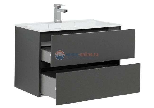 Тумба с раковиной Aquanet Алвита 80 215120, цвет серый антрацит