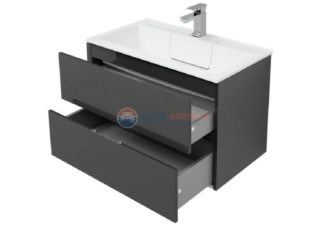 Тумба с раковиной Aquanet Алвита 80 215120, цвет серый антрацит