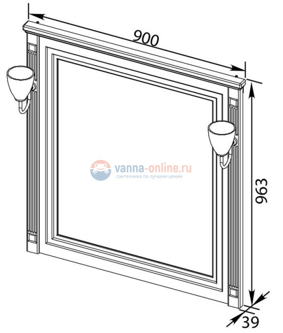 Зеркало Aquanet Паола 90 00181766, цвет черный патина-серебро