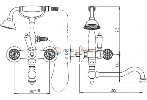 Смеситель Cezares Atlantis ATLANTIS-VDF2-01-Sw для ванны/душа, хром
