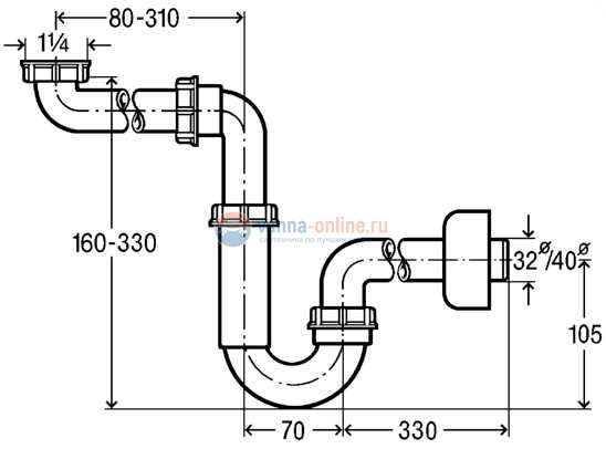 Сифон трубный Viega Eleganta V2 мод. 5729, 606237 Сифон трубный Viega Eleganta V2 мод. 5729, 606237