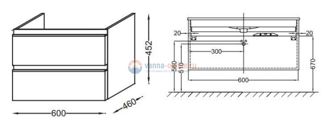 Тумба для раковины Jacob Delafon Vox 60 EB2030-RA-E15, черное дерево