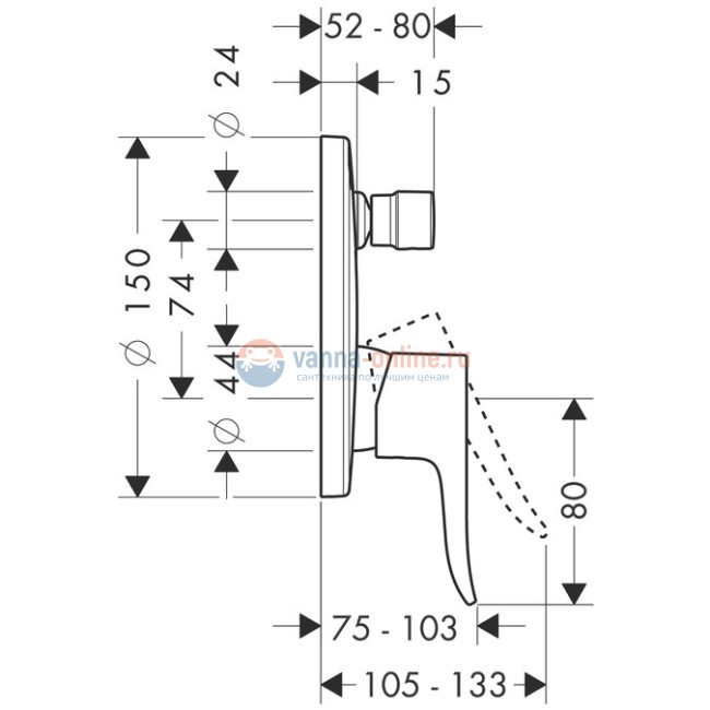 Смеситель Hansgrohe Metris 31487000 для ванны Смеситель Hansgrohe Metris 31487000 для ванны