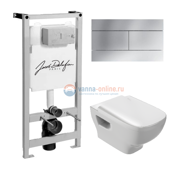 Инсталляция Jacob Delafon с унитазом Jacob Delafon Struktura EDE102-00, сиденье микролифт клавиша хром, комплект 302511 Инсталляция Jacob Delafon с унитазом Jacob Delafon Struktura EDE102-00, сиденье микролифт клавиша хром, комплект 302511