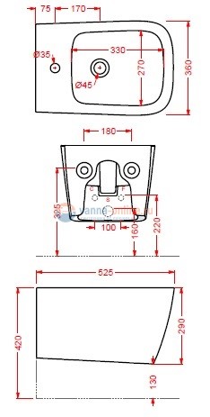 Биде ArtCeram A16 ASB001 05; 00, подвесное