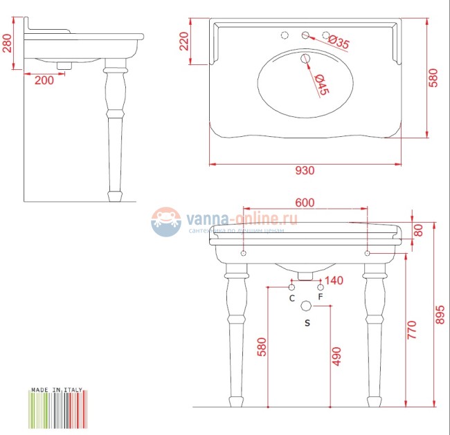 Раковина ArtCeram Hermitage EE14, 92*58 см Раковина ArtCeram Hermitage EE14, 92*58 см