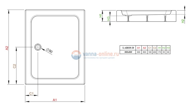 Поддон для душа Radaway Laros D 80 x 90 Поддон для душа Radaway Laros D 80 x 90
