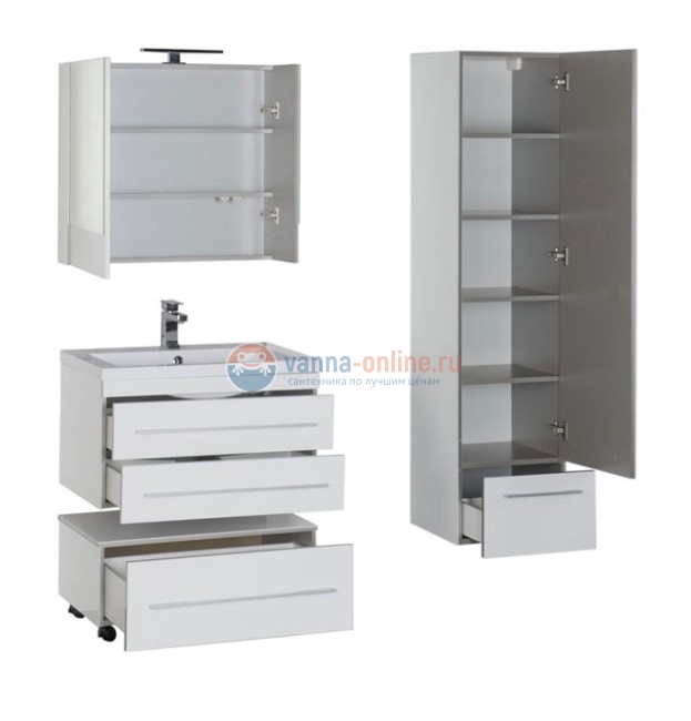 Тумба c раковиной Aquanet Верона 75 подвесная 00176669, цвет белый