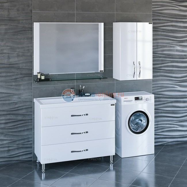 Тумба под раковину СаНта Виктория 100 NEW 700131N напольная, цвет белый Тумба под раковину СаНта Виктория 100 NEW 700131N напольная, цвет белый