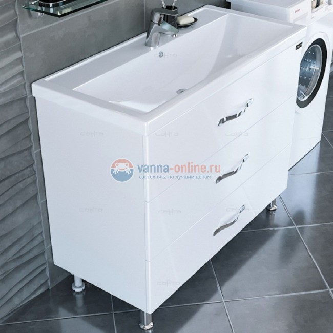 Тумба под раковину СаНта Виктория 100 NEW 700131N напольная, цвет белый Тумба под раковину СаНта Виктория 100 NEW 700131N напольная, цвет белый